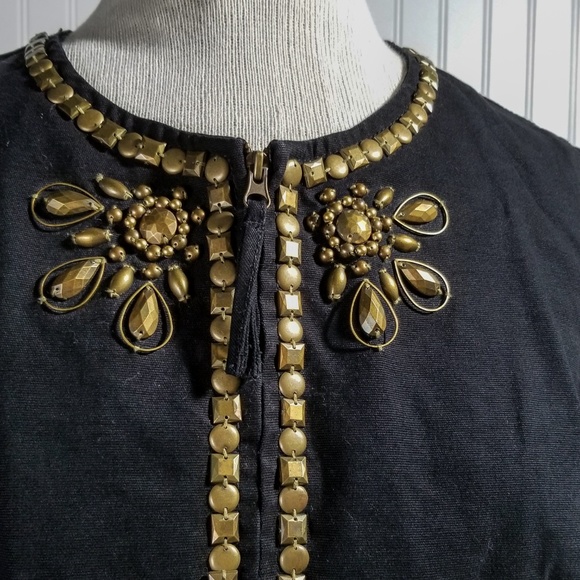| ruby rd | black gold beaded zipper jacket - Picture 2 of 6